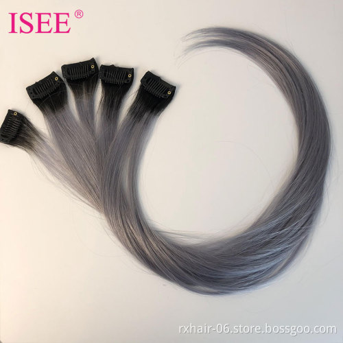 2021 Fashion Clip In One Piece Colorful Human Hair Extension,Colors Party Highlights Colorful One Clip In Hair Extension